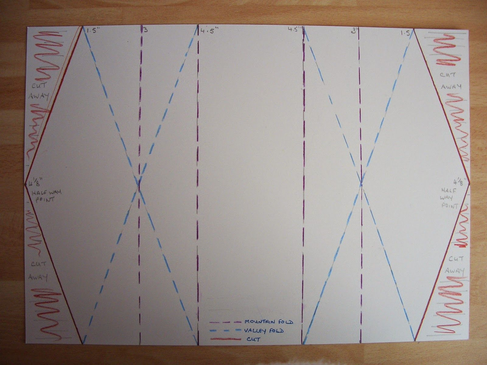 Double Diamond Fold Card Diagram (Another Day, Another Card With Fold Out Card Template