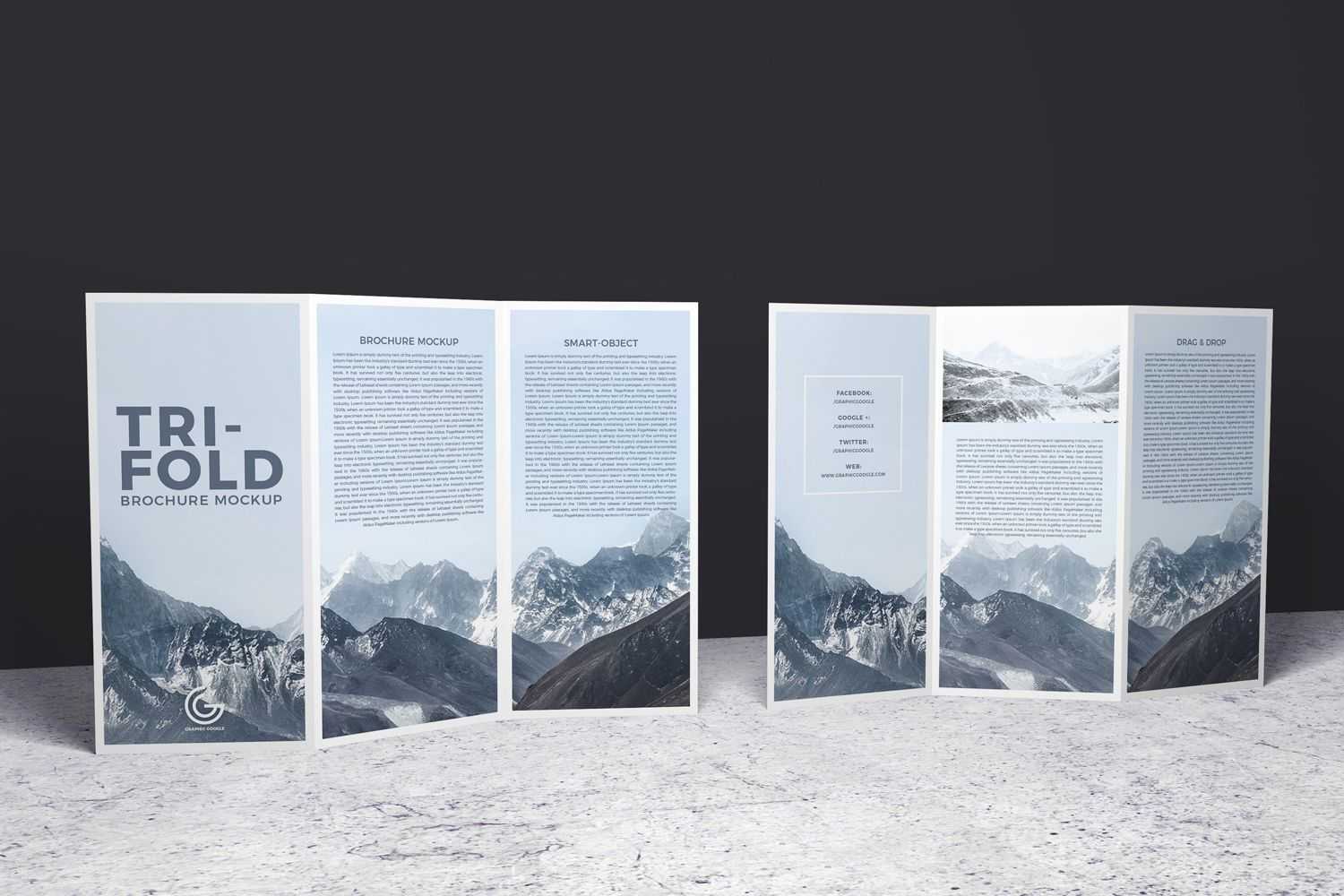 Double Sided Tri Fold Brochure Psd Mockup | Brochure Mockups Intended For Double Sided Tri Fold Brochure Template