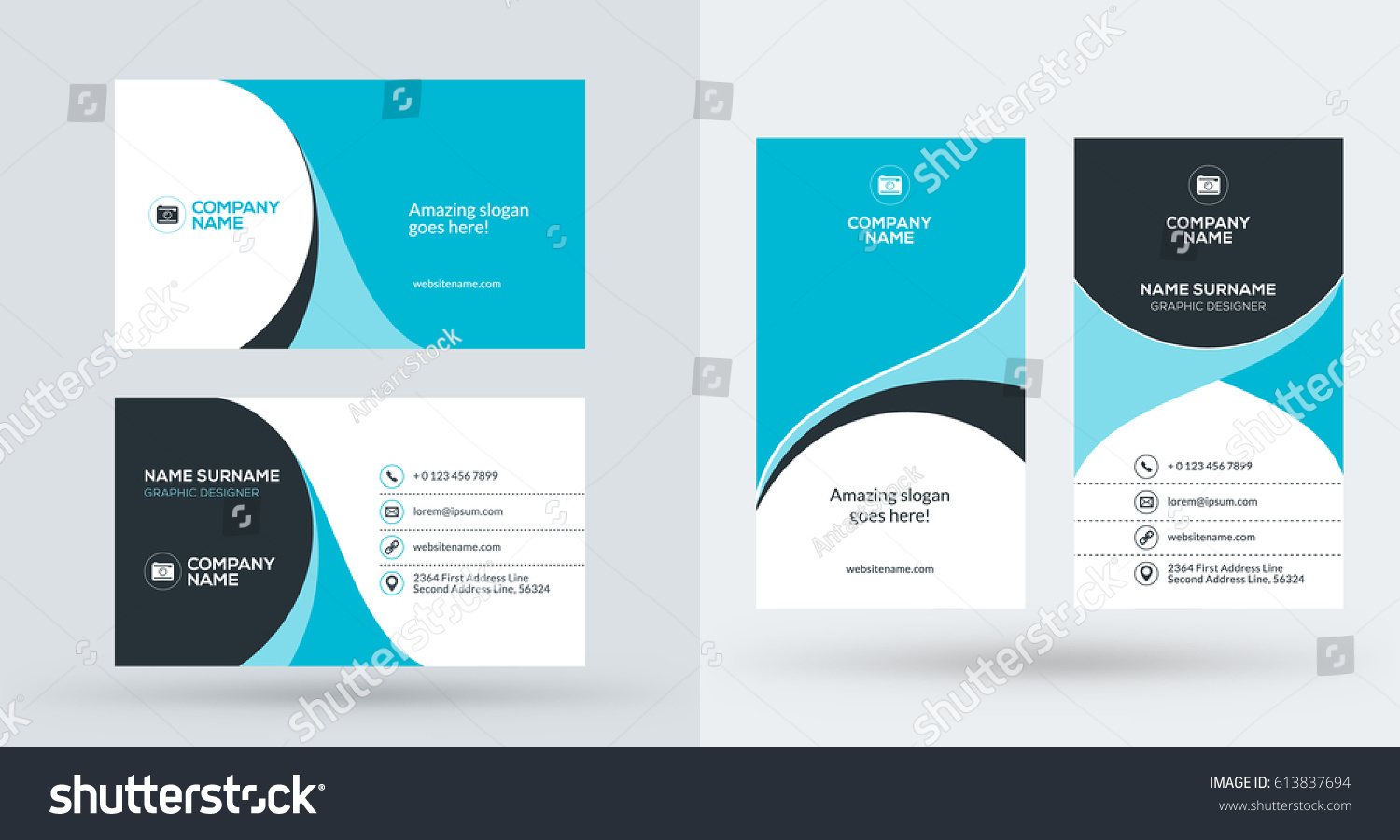 Doublesided Creative Business Card Template Portrait Stock Intended For Portrait Id Card Template