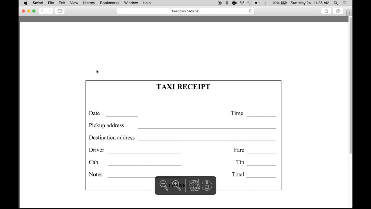 Download Blank Printable Taxi/cab Receipt Template | Excel Inside Blank Taxi Receipt Template