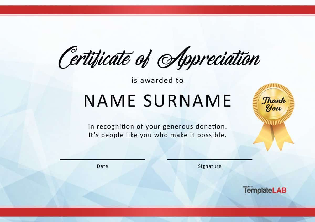 Download Certificate Of Appreciation For Donation 03 Intended For Donation Certificate Template
