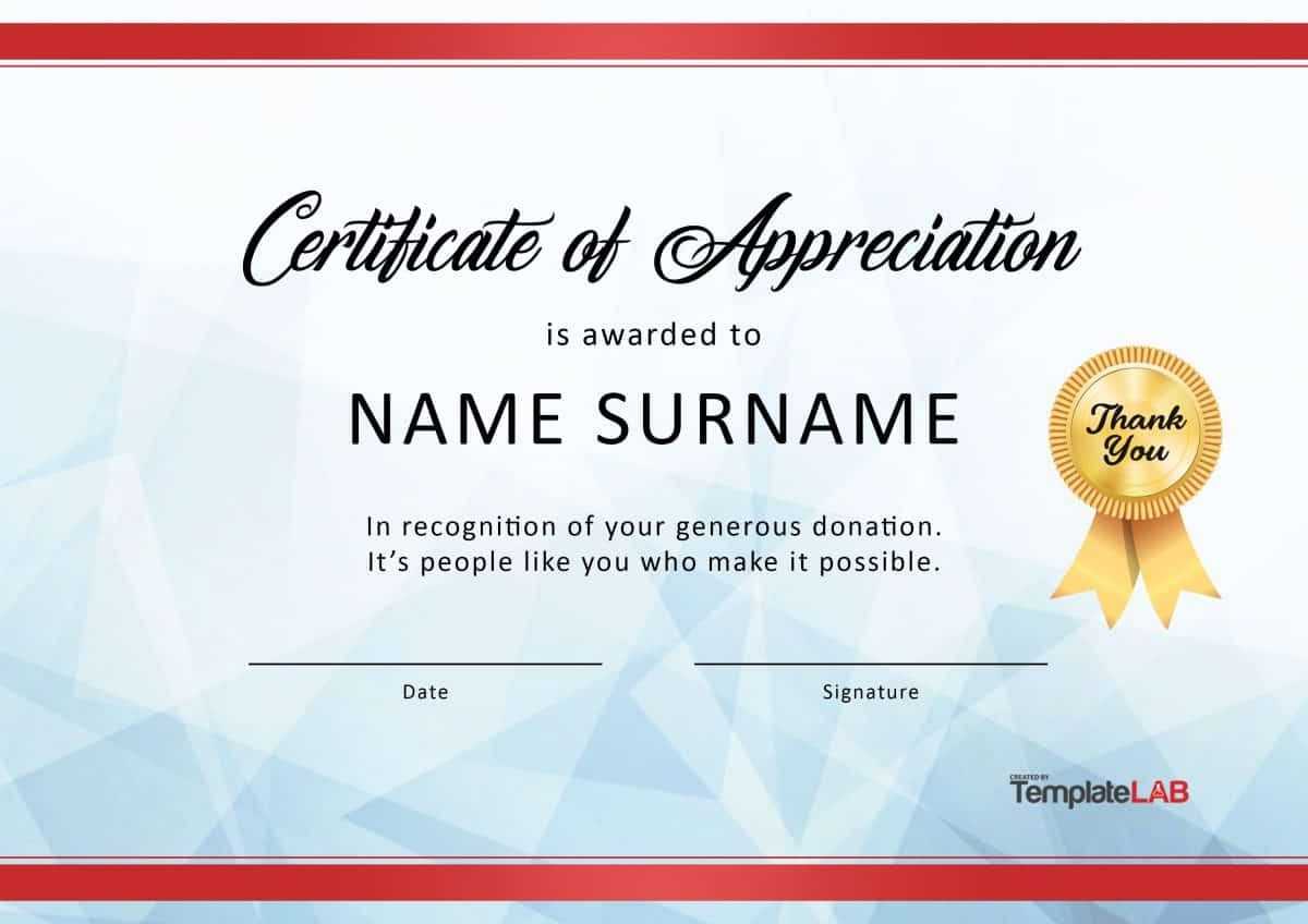 Download Certificate Of Appreciation For Donation 03 Intended For Donation Certificate Template