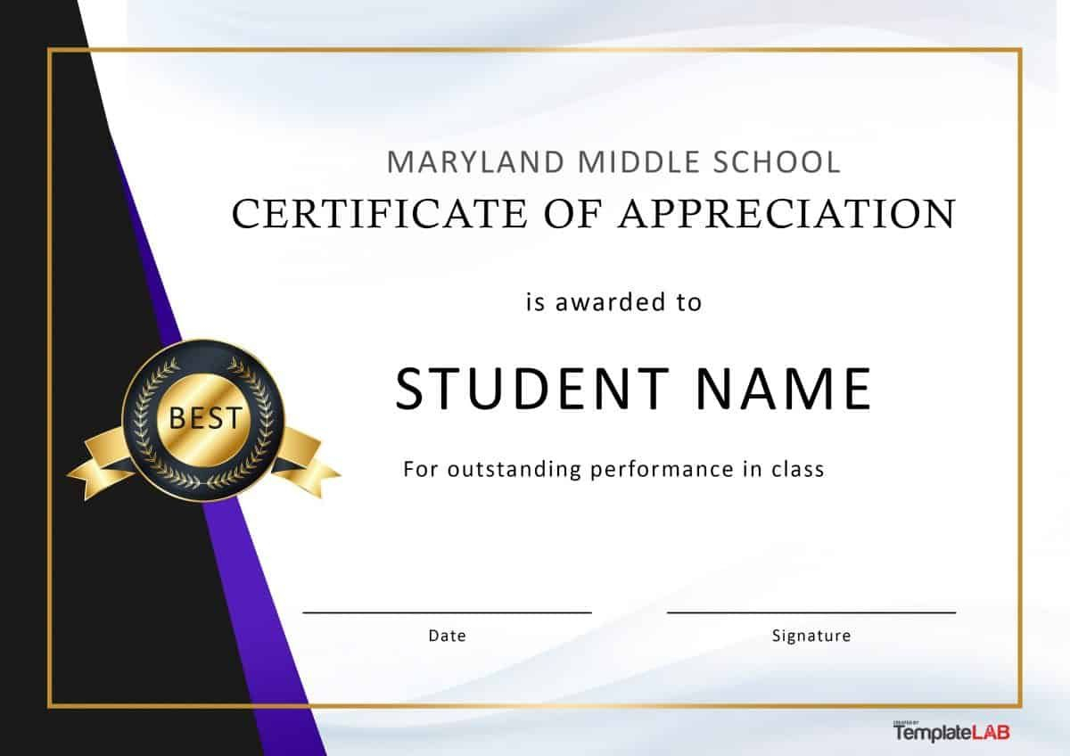 Download Certificate Of Appreciation For Students 02 Intended For Free Student Certificate Templates