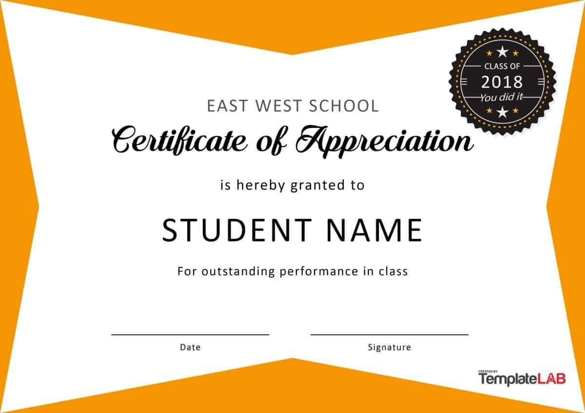 Download Certificate Of Appreciation For Students 04 Inside Free Student Certificate Templates