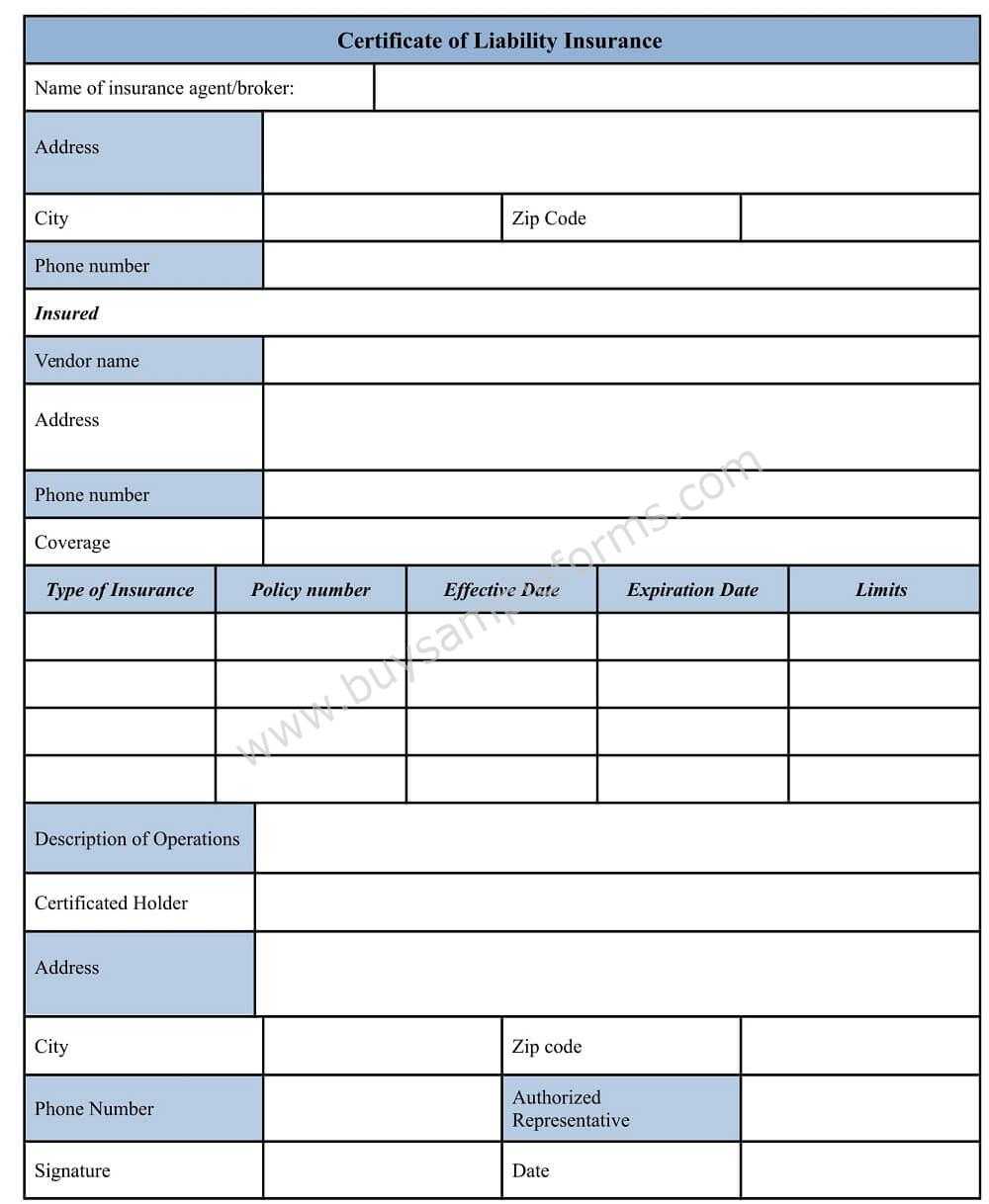 Download Certificate Of Liability Insurance Form Template Within Certificate Of Liability Insurance Template