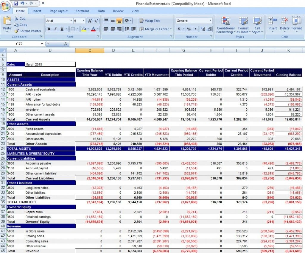 Download Personal Financial Statement Template Excel From With Excel Financial Report Templates