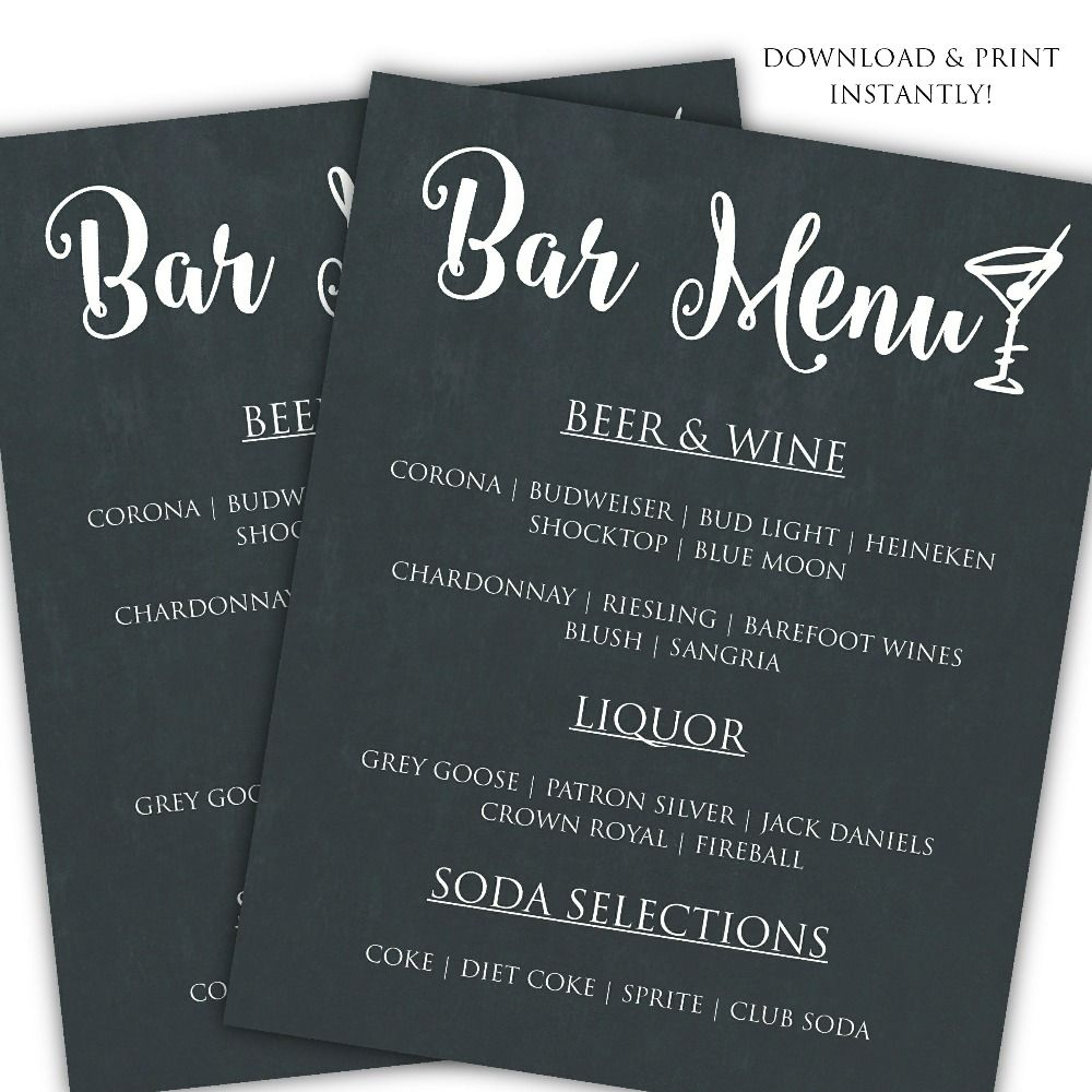 Download & Print Instantly In Ms Word Version 2007 Or Newer With Cocktail Menu Template Word Free