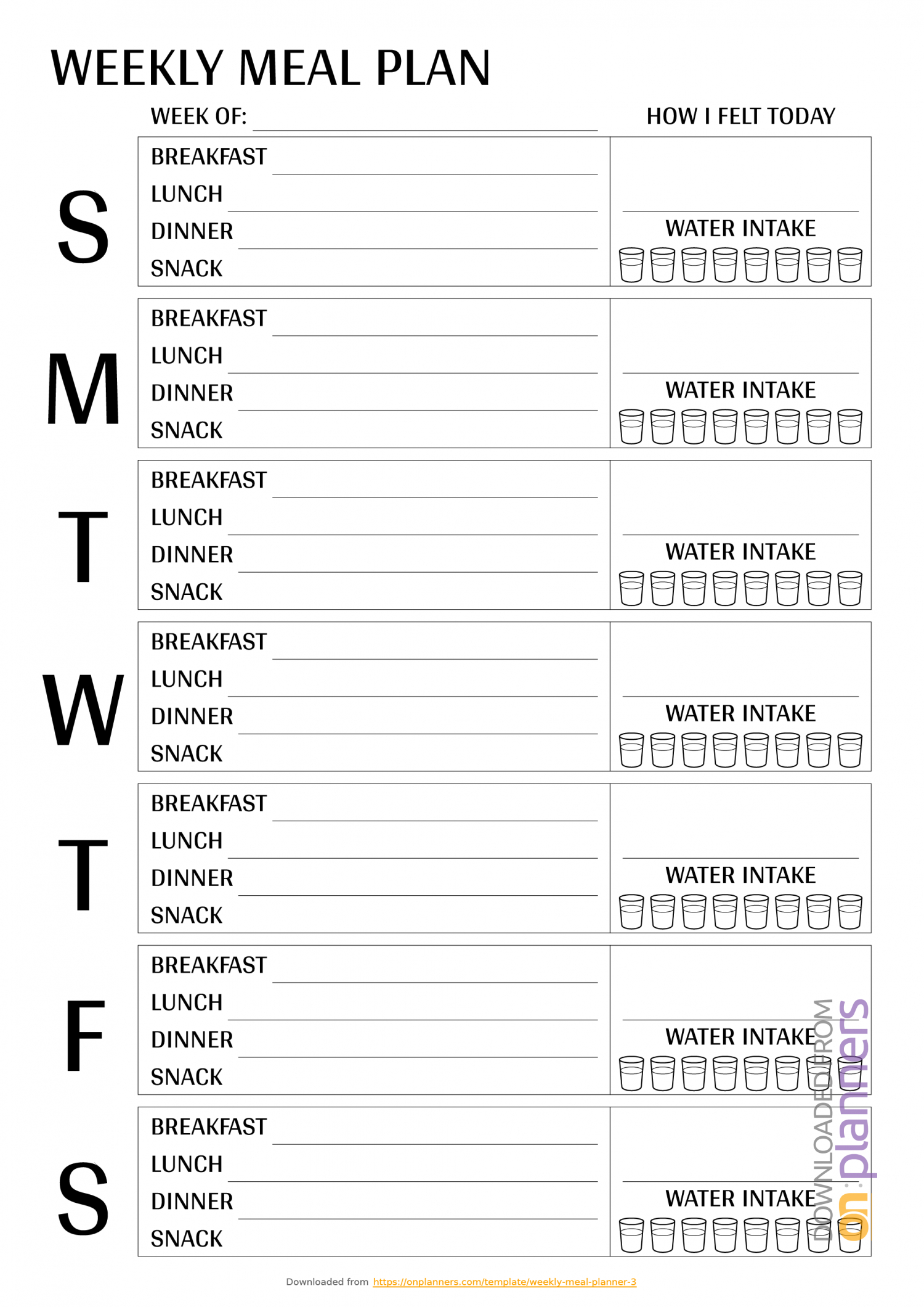 Download Printable Weekly Meal Plan Template Pdf With Blank Meal Plan Template