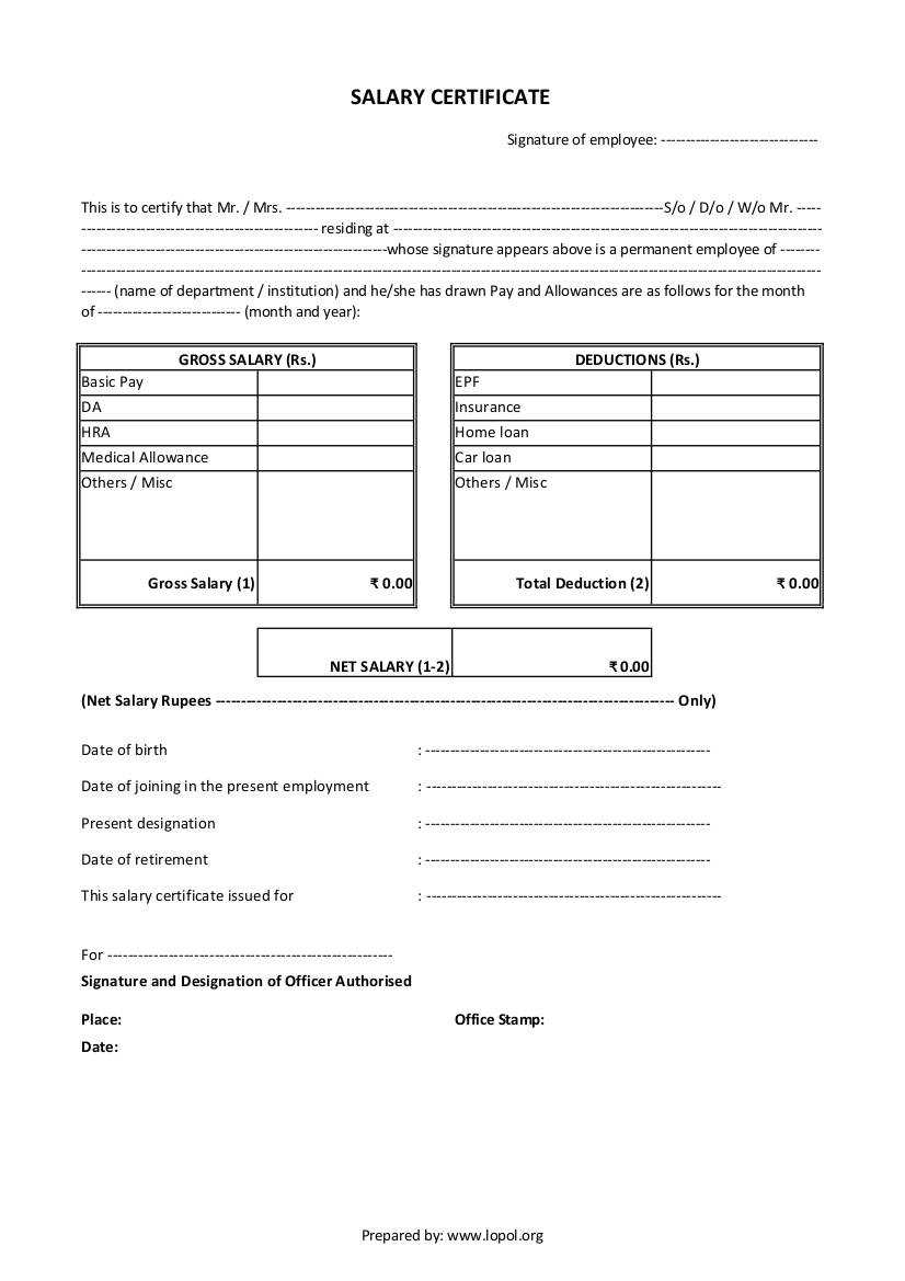 Download Salary Certificate Formats – Word, Excel And Pdf Pertaining To Certificate Of Payment Template