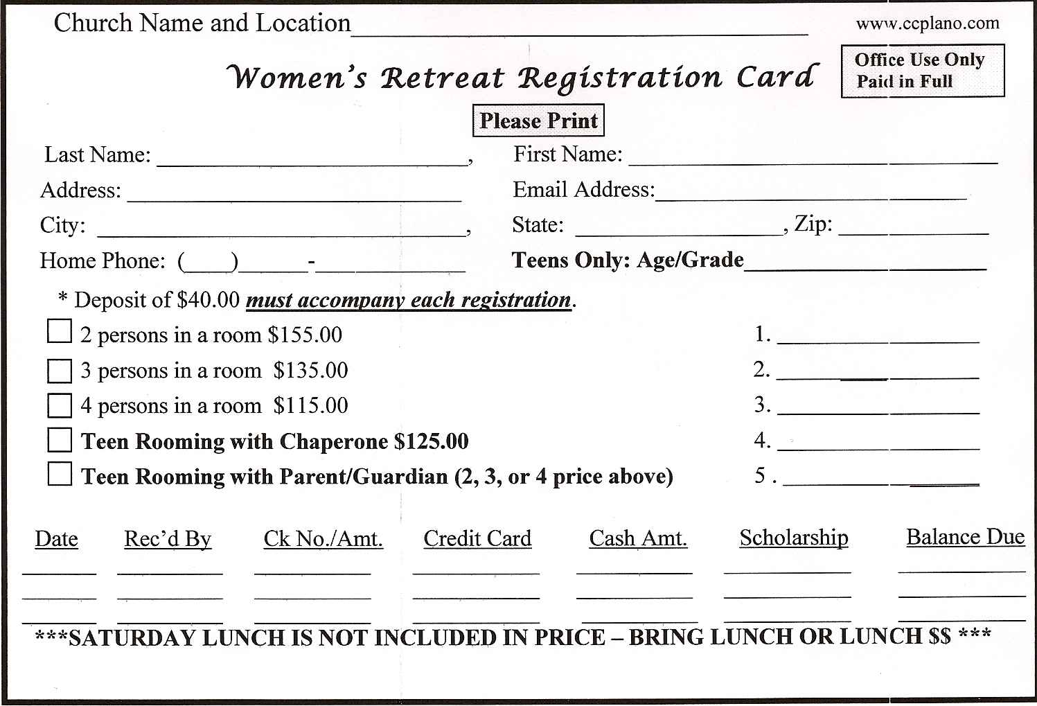 Downloadable Forms – Retreat In A Bag Within Church Visitor Card Template Word