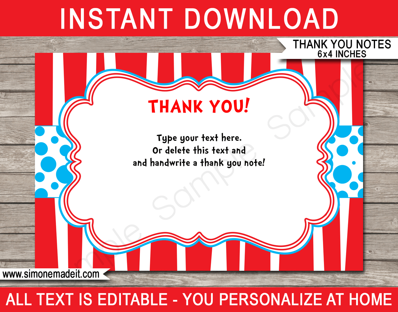 Dr Seuss Party Thank You Cards Template In Dr Seuss Birthday Card Template
