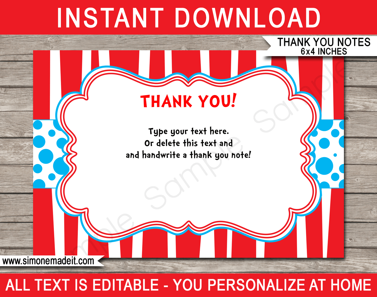 Dr Seuss Party Thank You Cards Template In Dr Seuss Birthday Card Template
