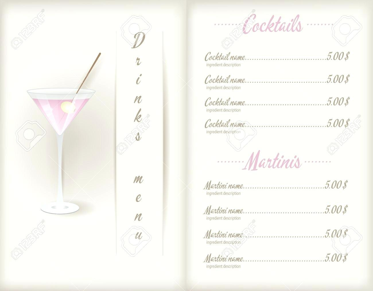 Drink Menu Template – Wepage.co With Regard To Cocktail Menu Template Word Free