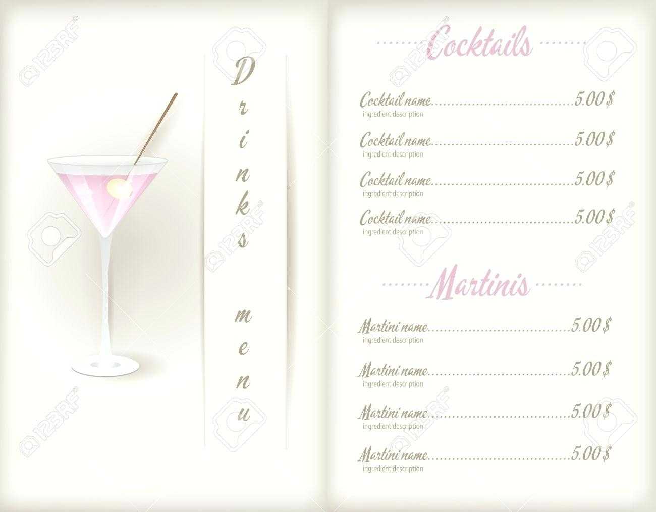 Drink Menu Template – Wepage.co With Regard To Cocktail Menu Template Word Free