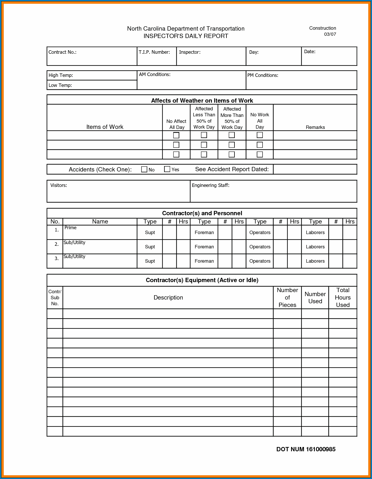 √ Free Editable Construction Daily Report Template With Construction Daily Report Template Free