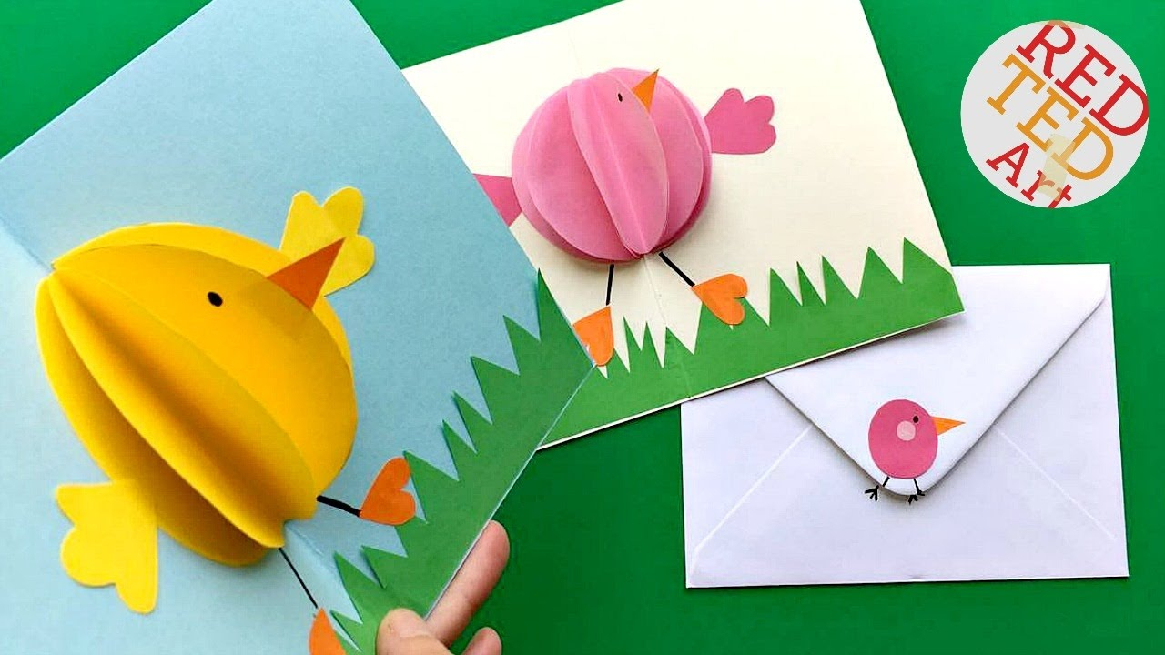 Easy Pop Up Chick Card – 3D Easter Card Diy – Cute & Easy In Intended For Easter Card Template Ks2