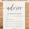 Editable Advice Cards For The Bride To Be, Custom Advice Within Marriage Advice Cards Templates