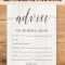 Editable Advice Cards For The Bride To Be, Custom Advice Within Marriage Advice Cards Templates