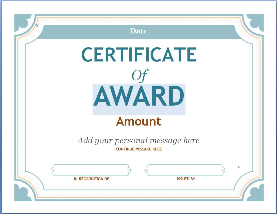 Editable Award Certificate Template In Word #1476 Throughout Sample Award Certificates Templates