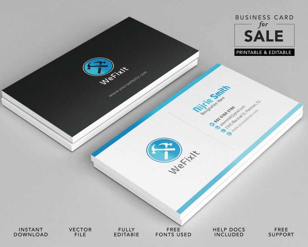 Editable Business Card Templatenijriedesign On Etsy Regarding Adobe Illustrator Business Card Template