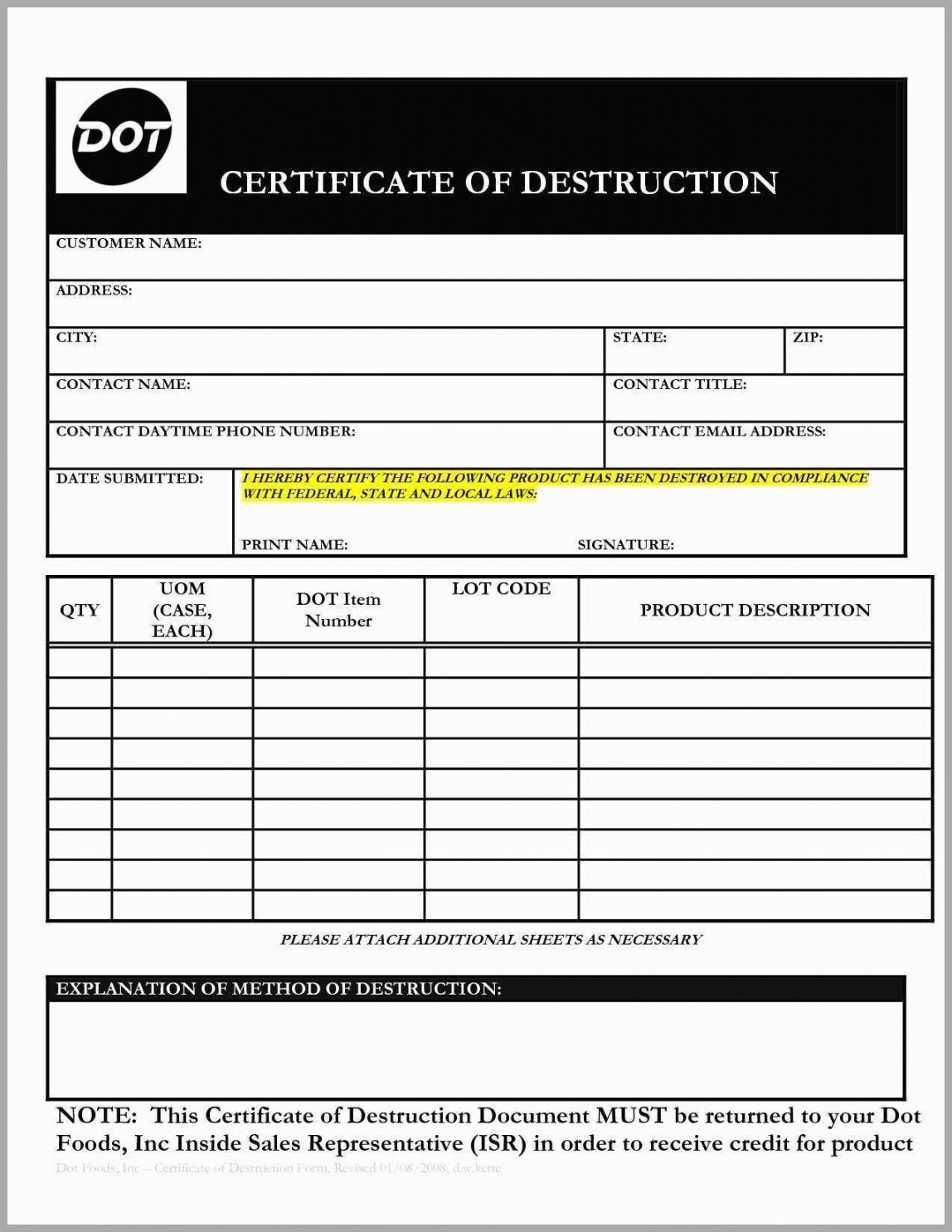 Editable Certificate Of Destruction Tubidportal Hard Drive Inside Hard Drive Destruction Certificate Template