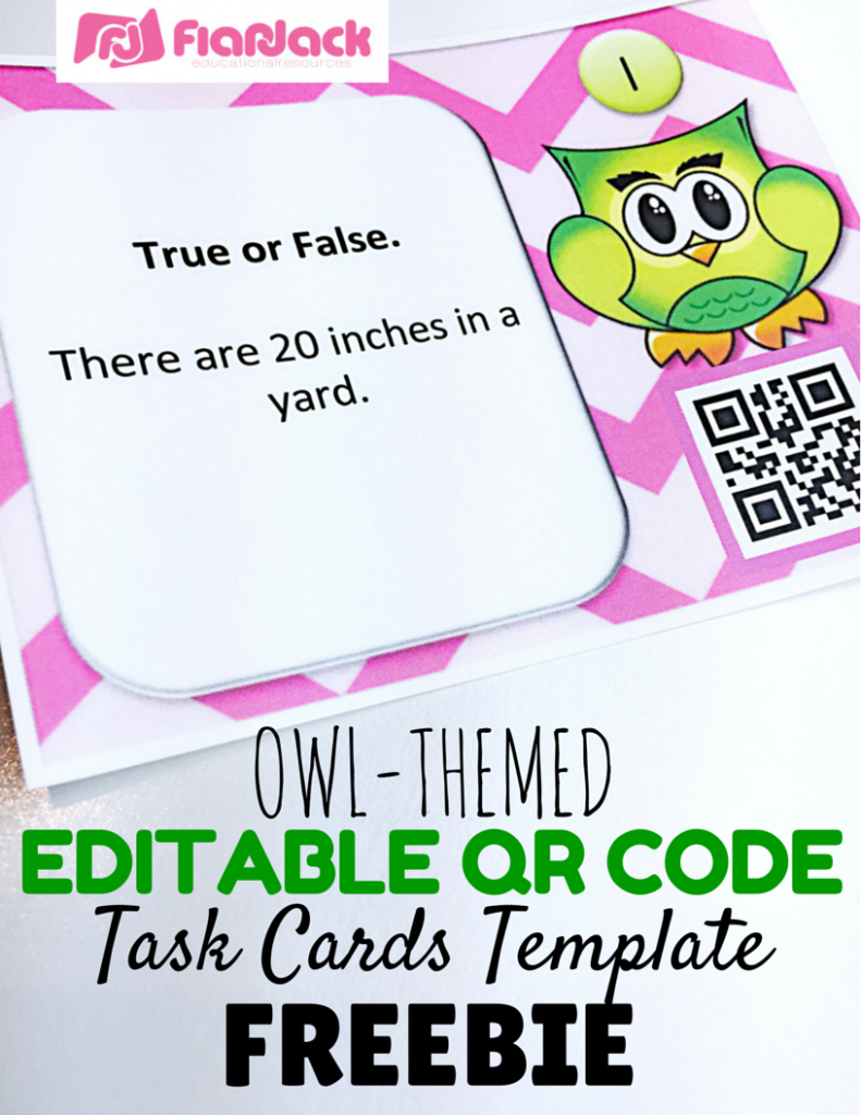 Editable Owl Qr Code Task Cards Template Freebie – Flapjack In Task Cards Template