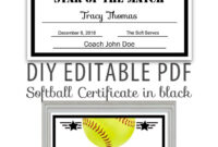 Editable Pdf Sports Team Softball Certificate Diy Award intended for Softball Certificate Templates