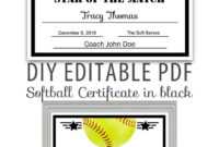 Editable Pdf Sports Team Softball Certificate Diy Award intended for Softball Certificate Templates