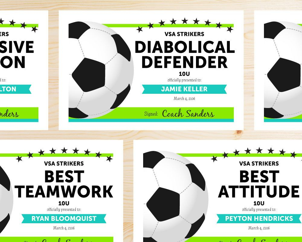 Editable Soccer Award Certificates – Instant Download With Regard To Soccer Award Certificate Template