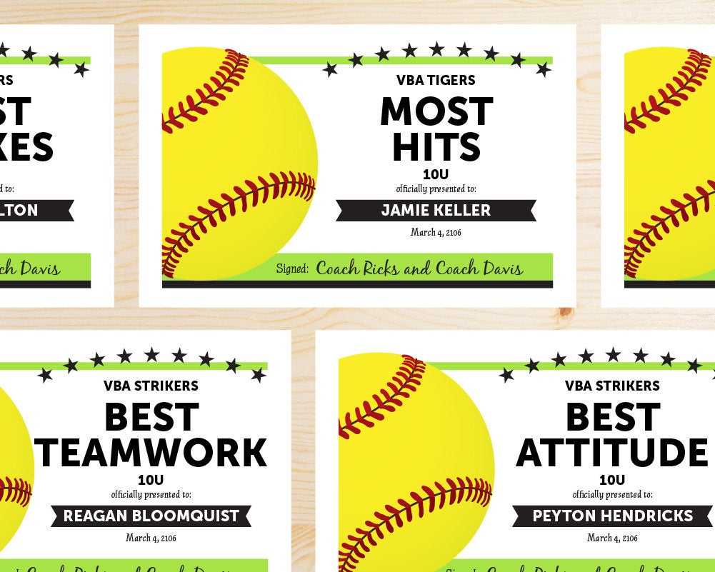 Editable Softball Award Certificates – Instant Download Printable – Lime  Green And Black Intended For Softball Certificate Templates Free