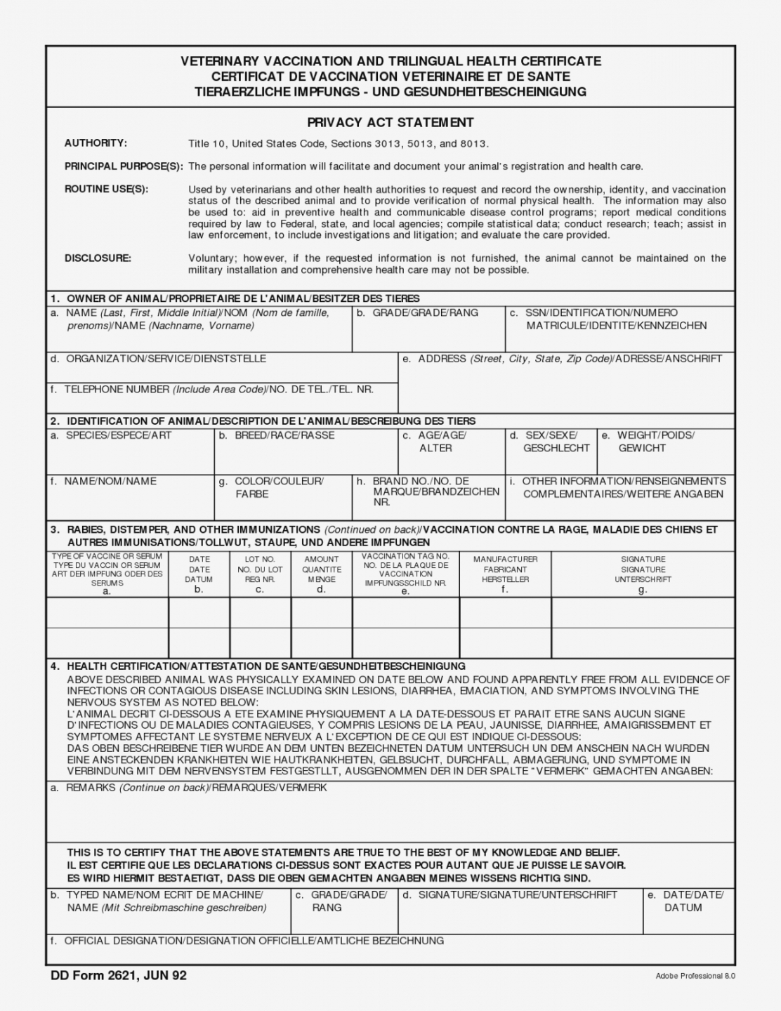 Editable Veterinary Health Certificate Template Pertaining To Veterinary Health Certificate Template