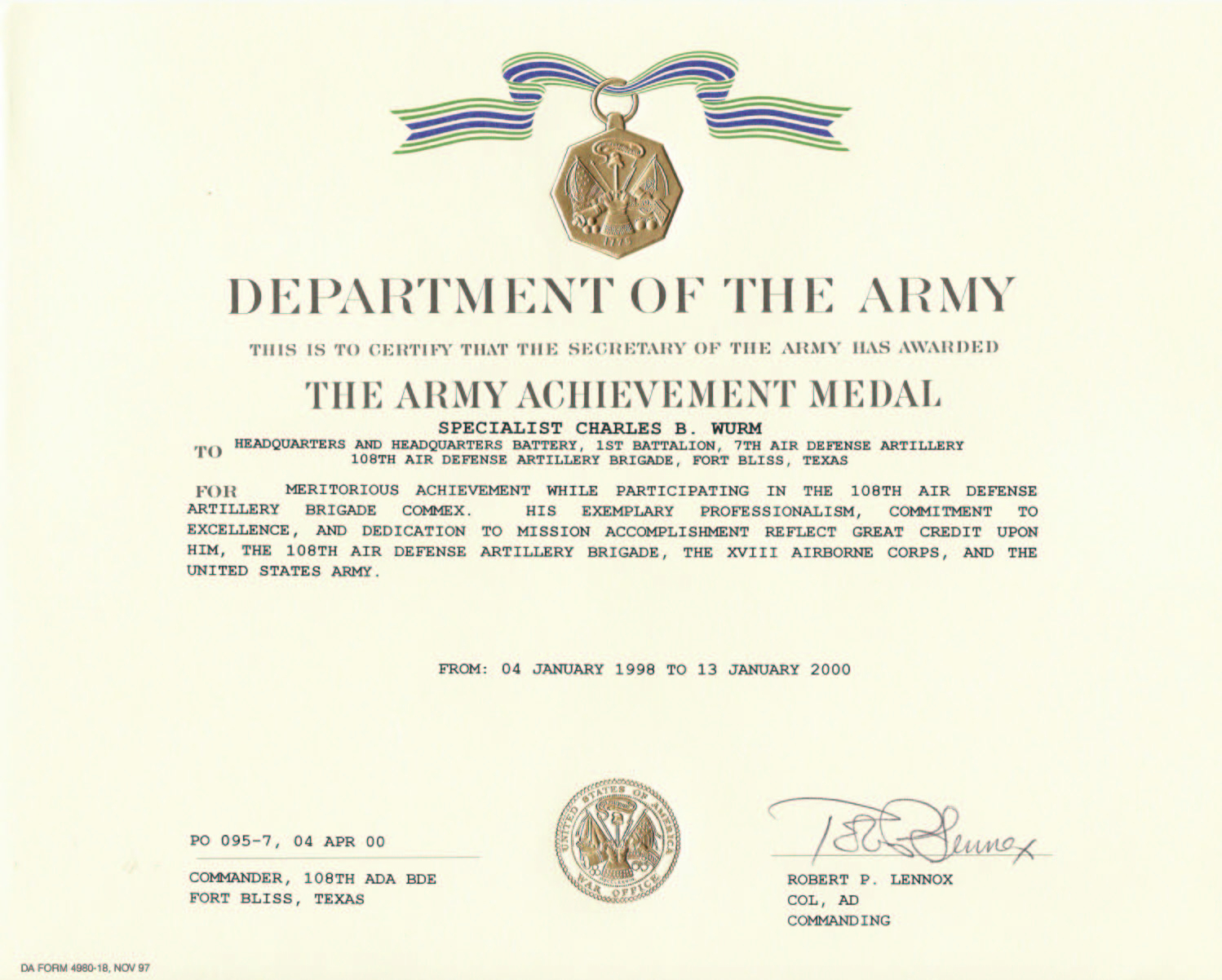 Education / Awards for Certificate Of Achievement Army Template