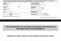 Electrical Certificate - Example Minor Works Certificate throughout Minor Electrical Installation Works Certificate Template