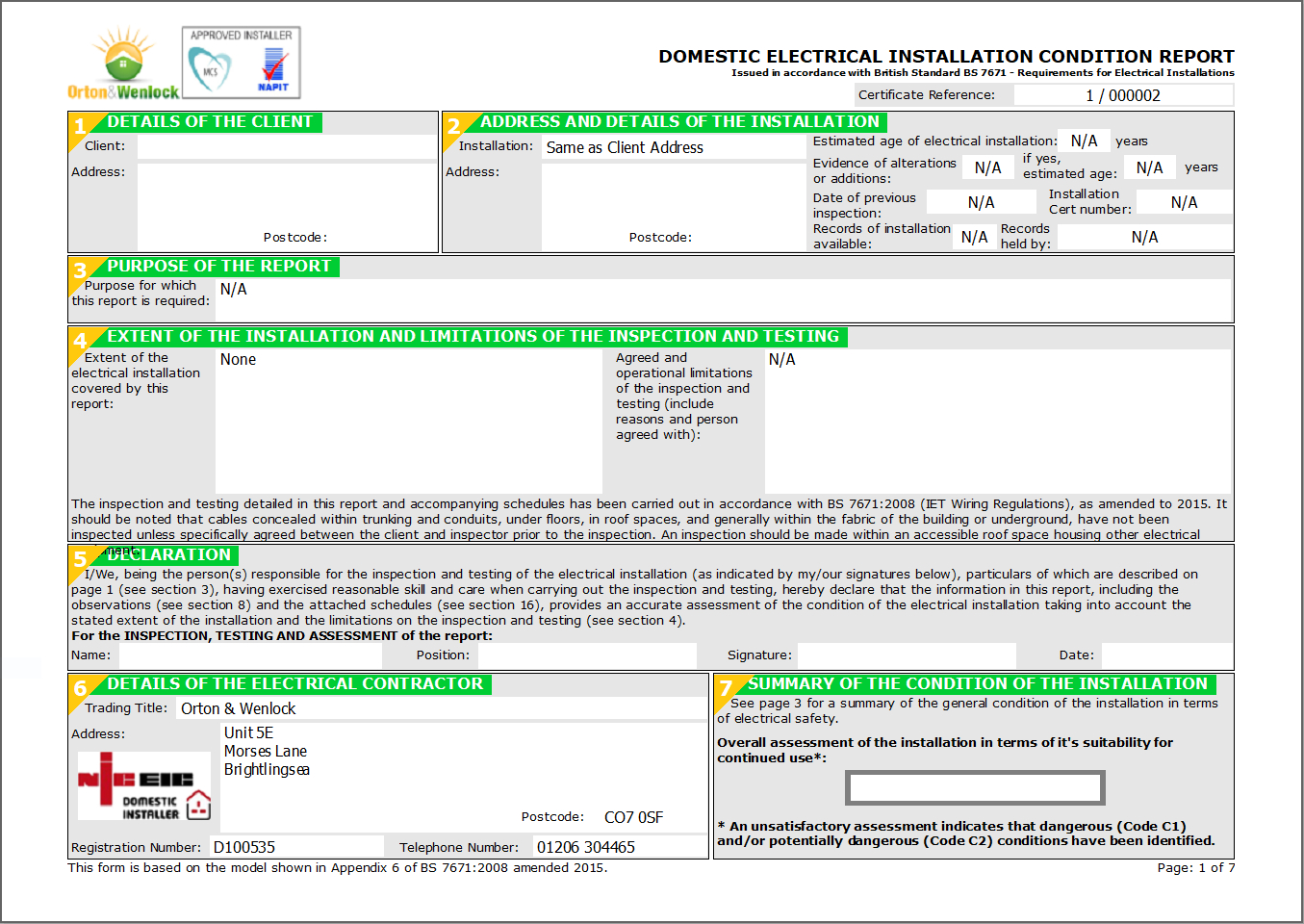 Electrical Installation Condition Reports Pertaining To Electrical Installation Test Certificate Template