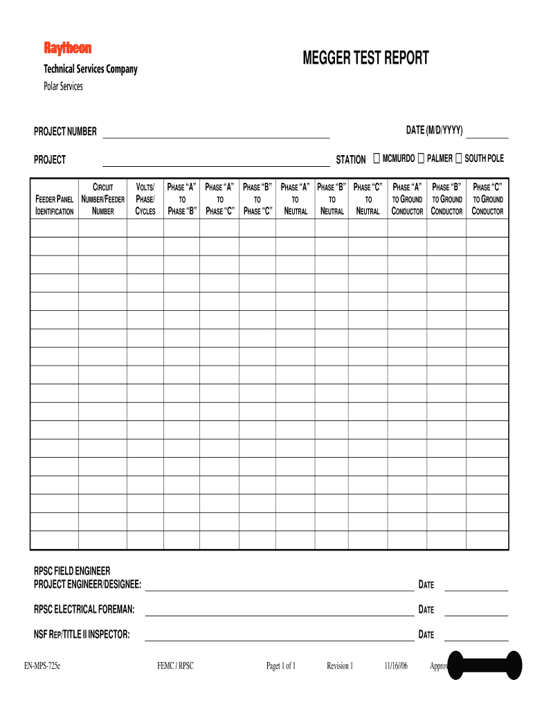 Electrical Megger Test Form – Fill Online, Printable Pertaining To Ir Report Template