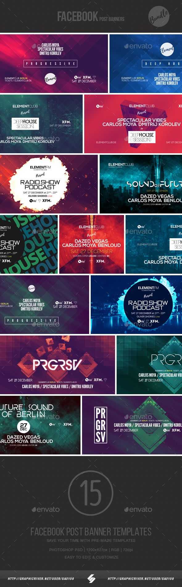 Electronic Music Event Facebook Post Banner Templates Psd Intended For Event Banner Template