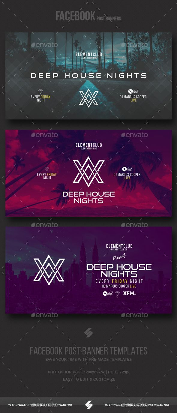 Electronic Music Party – Facebook Post Banner Templates Psd For Facebook Banner Template Psd