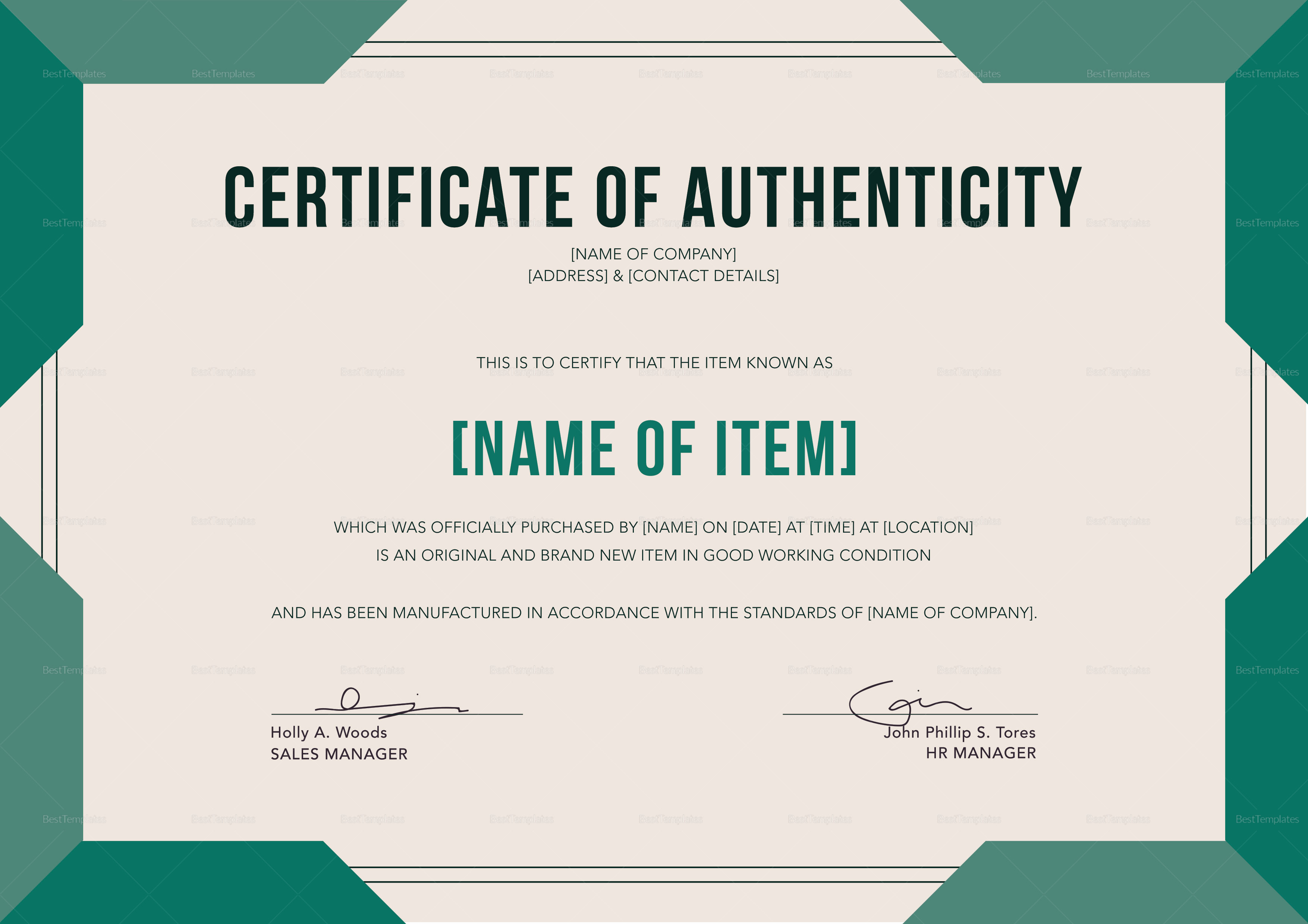 Elegant Certificate Of Authenticity Template Regarding Certificate Of Authenticity Template