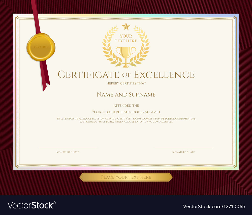 Elegant Certificate Template For Excellence For Elegant Certificate Templates Free