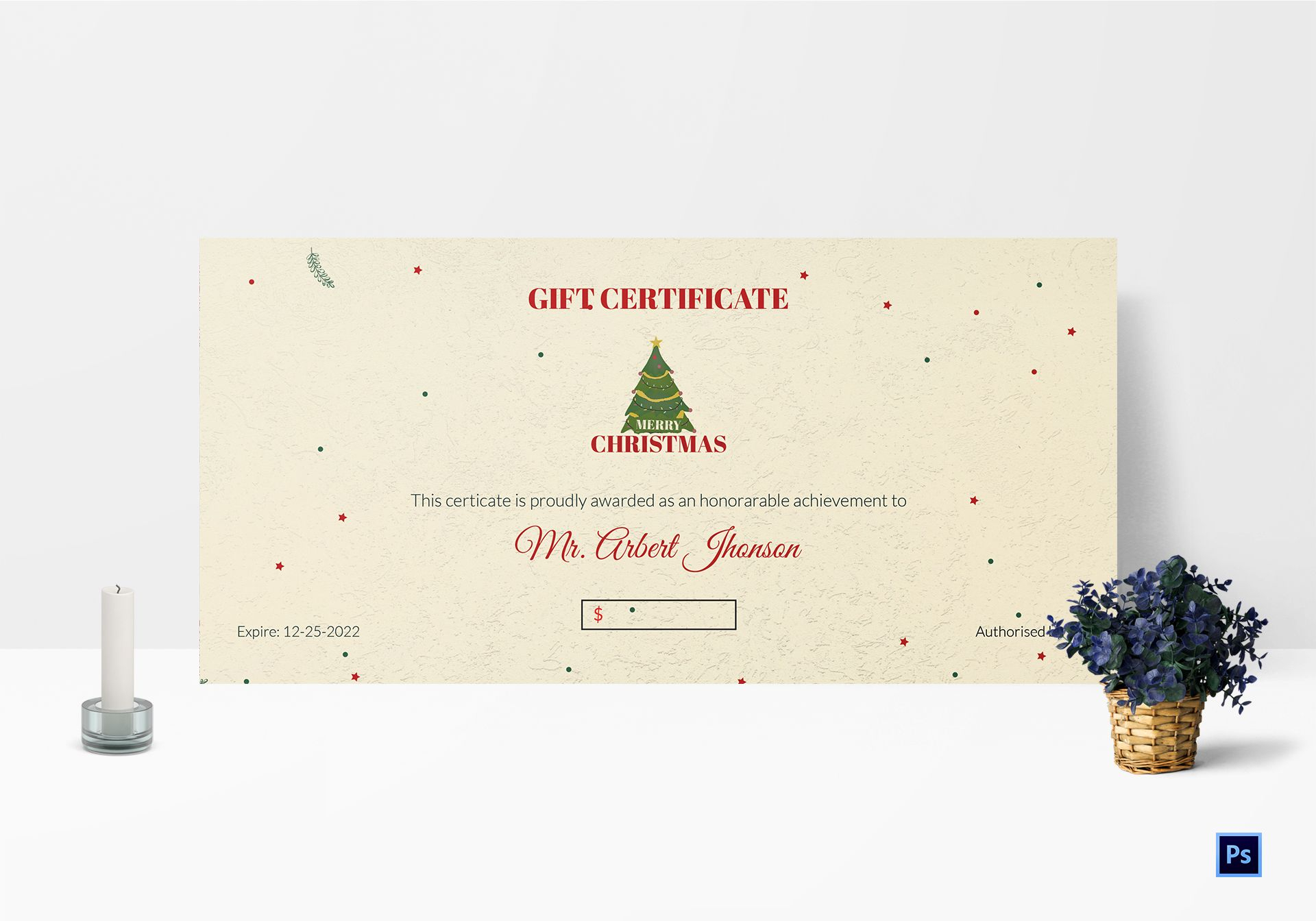 Elegant Christmas Gift Certificate Template Within Merry Christmas Gift Certificate Templates