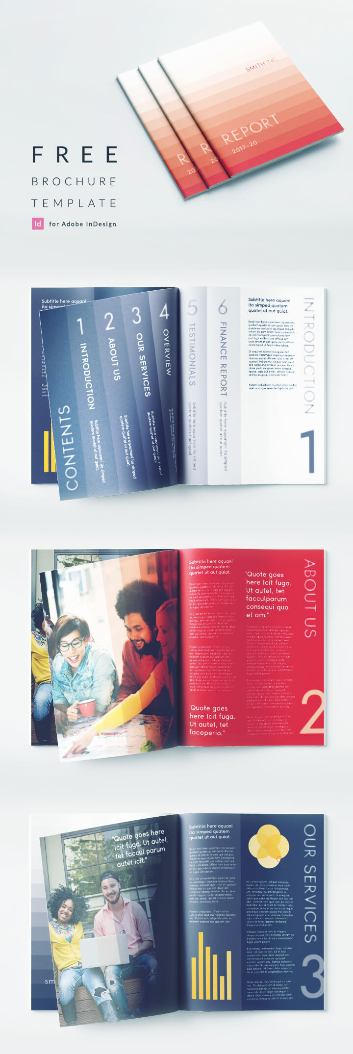 Elegant Corporate Brochure Or Report Indesign Template Intended For Free Indesign Report Templates