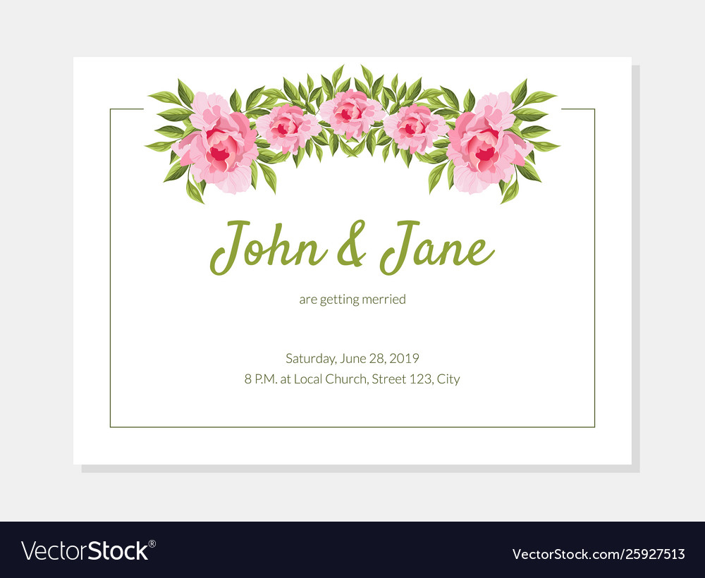 Elegant Flowers Frame Wedding Invitation Card Throughout Church Wedding Invitation Card Template