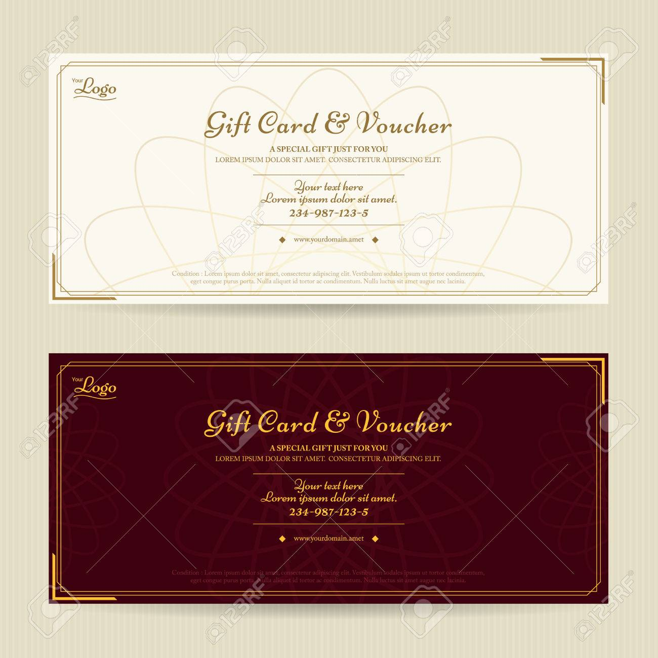 Elegant Gift Voucher Or Gift Card Template With Gold Border With Elegant Gift Certificate Template
