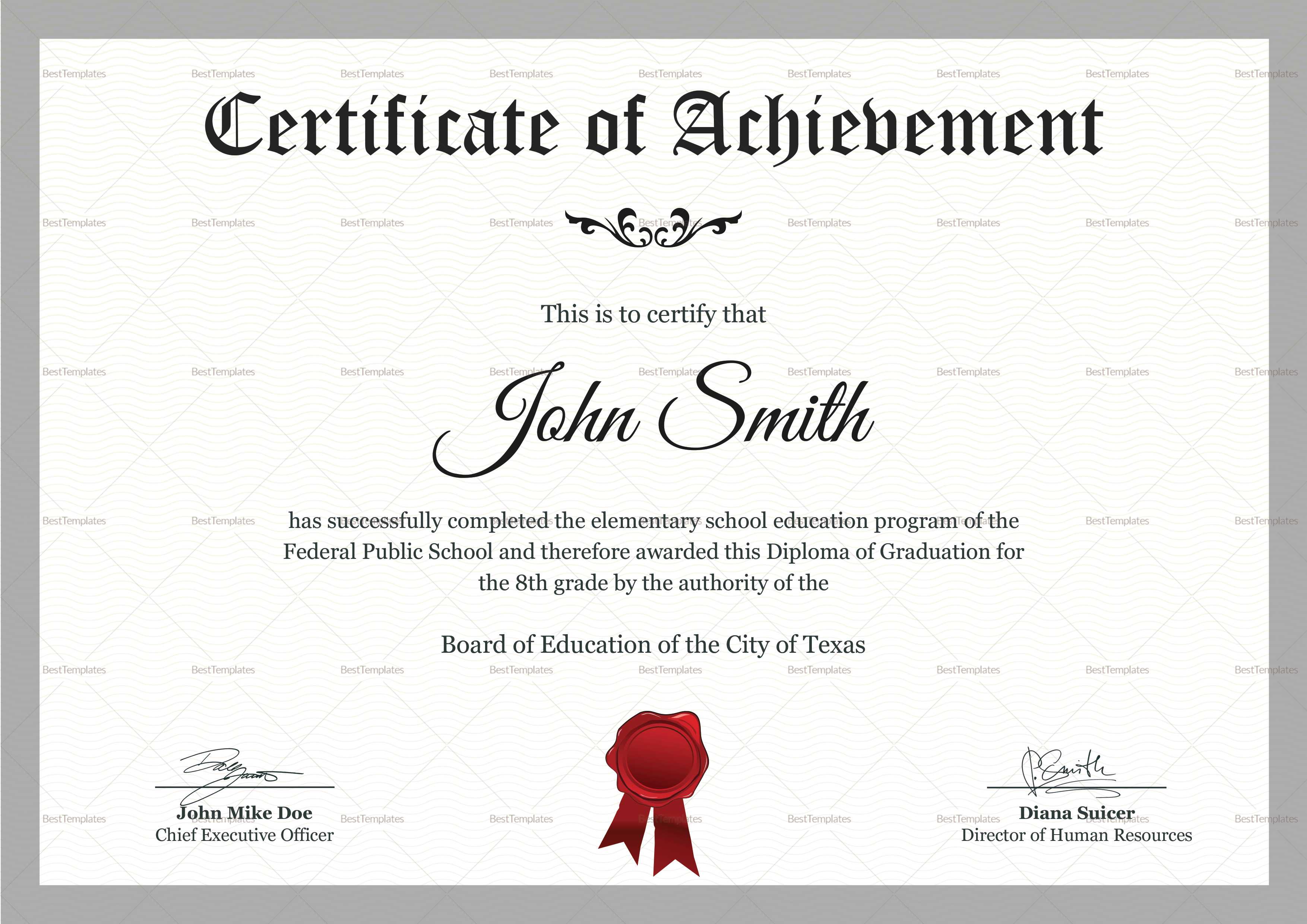 Elementary School Certificate Template Inside Certificate Templates For School