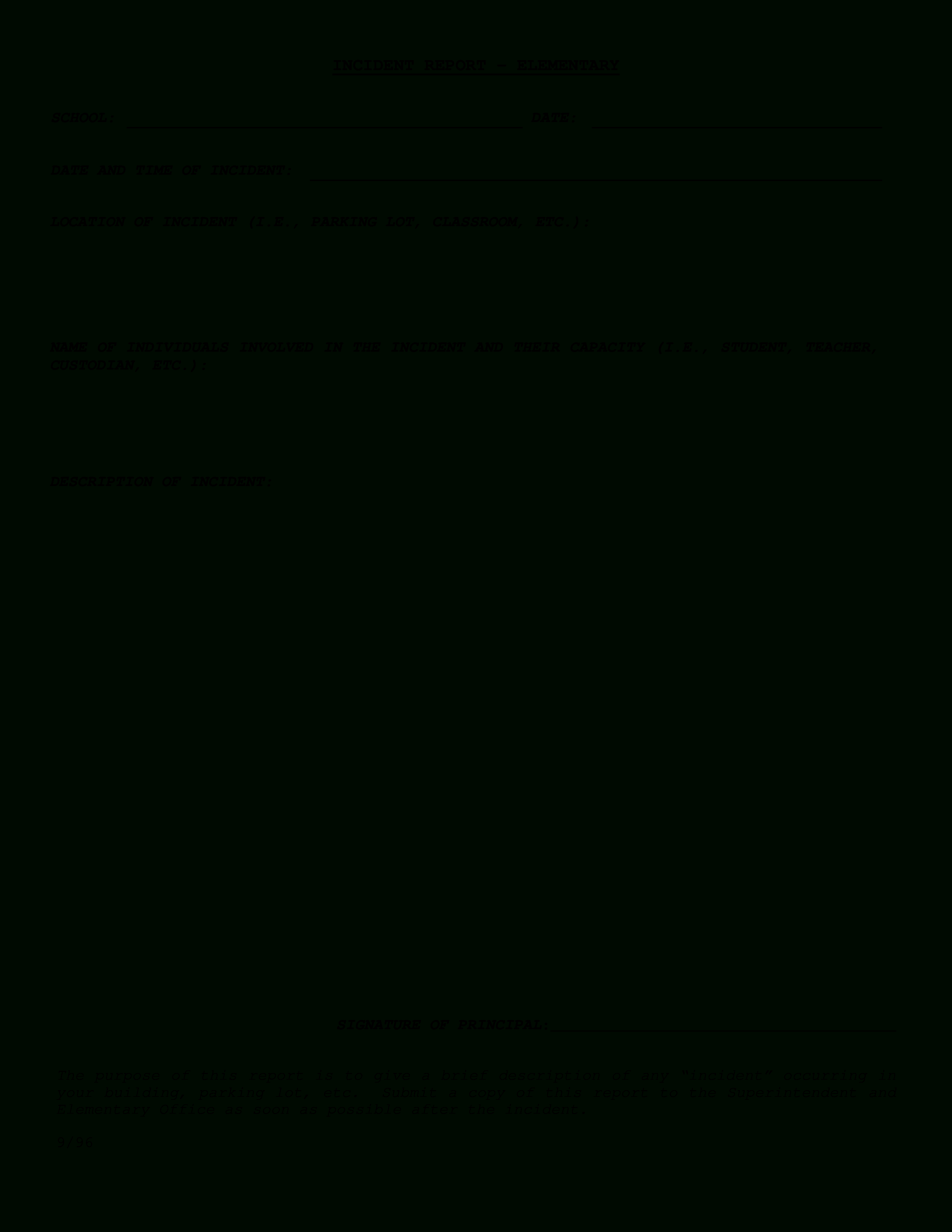 Elementary School Incident Report | Templates At With Regard To School Incident Report Template