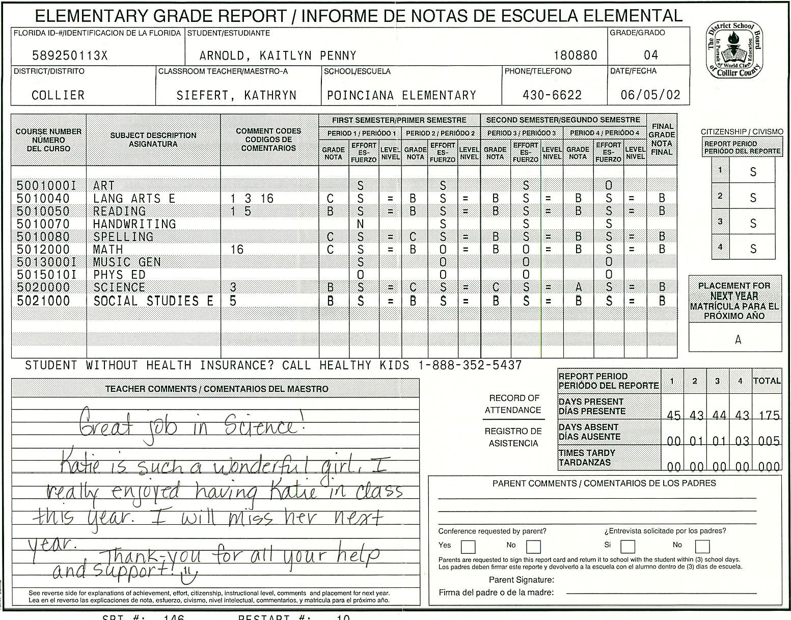Elementary School Report Card Template | Homeschooling Intended For Homeschool Middle School Report Card Template