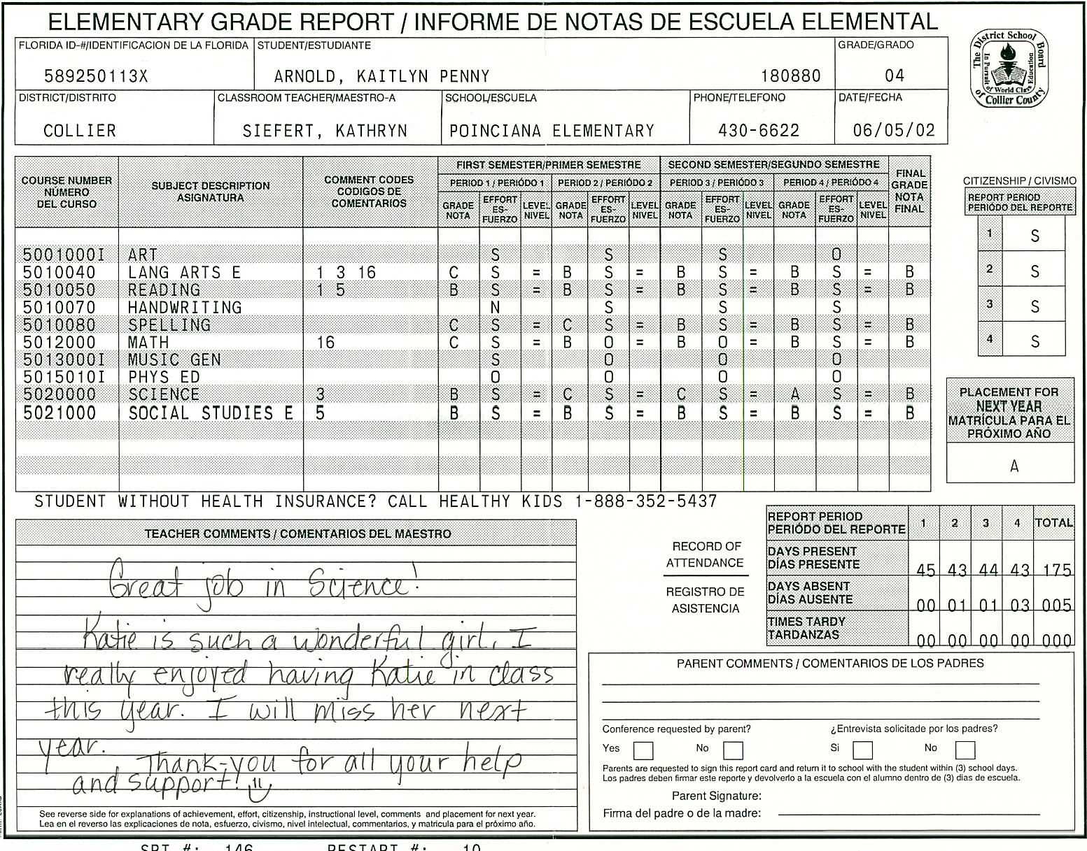 Elementary School Report Card Template | Homeschooling Intended For Homeschool Middle School Report Card Template