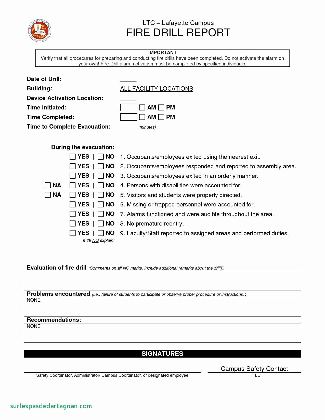 Emergency Drill Report Template With Regard To Fire Evacuation Drill Report Template