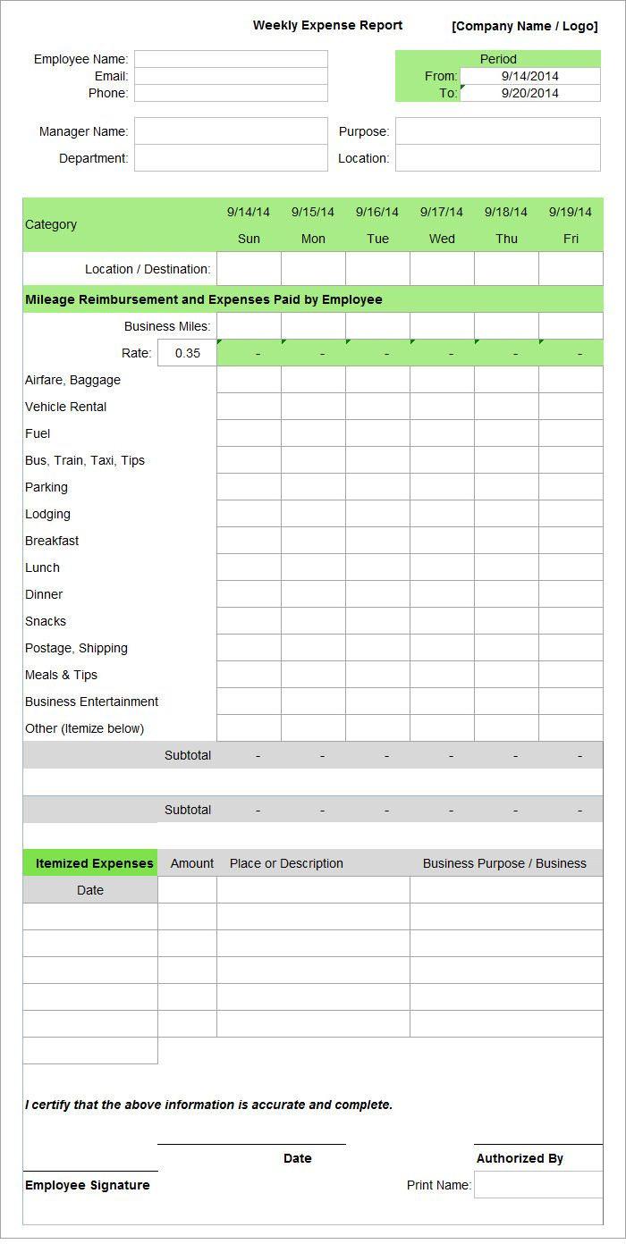 Employee Expense Report Template | 11+ Free Docs, Xlsx & Pdf For Monthly Expense Report Template Excel