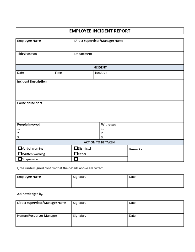 Employee Incident Report – Is Your Company In Need For An Inside Customer Incident Report Form Template